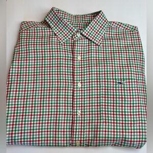 Vineyard Vines Men’s Classic Fit Tucker Shirt Large Red Green White Gingham